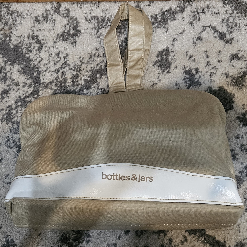 Womens large toiletry travel bag Beige And White Cosmetic Holder